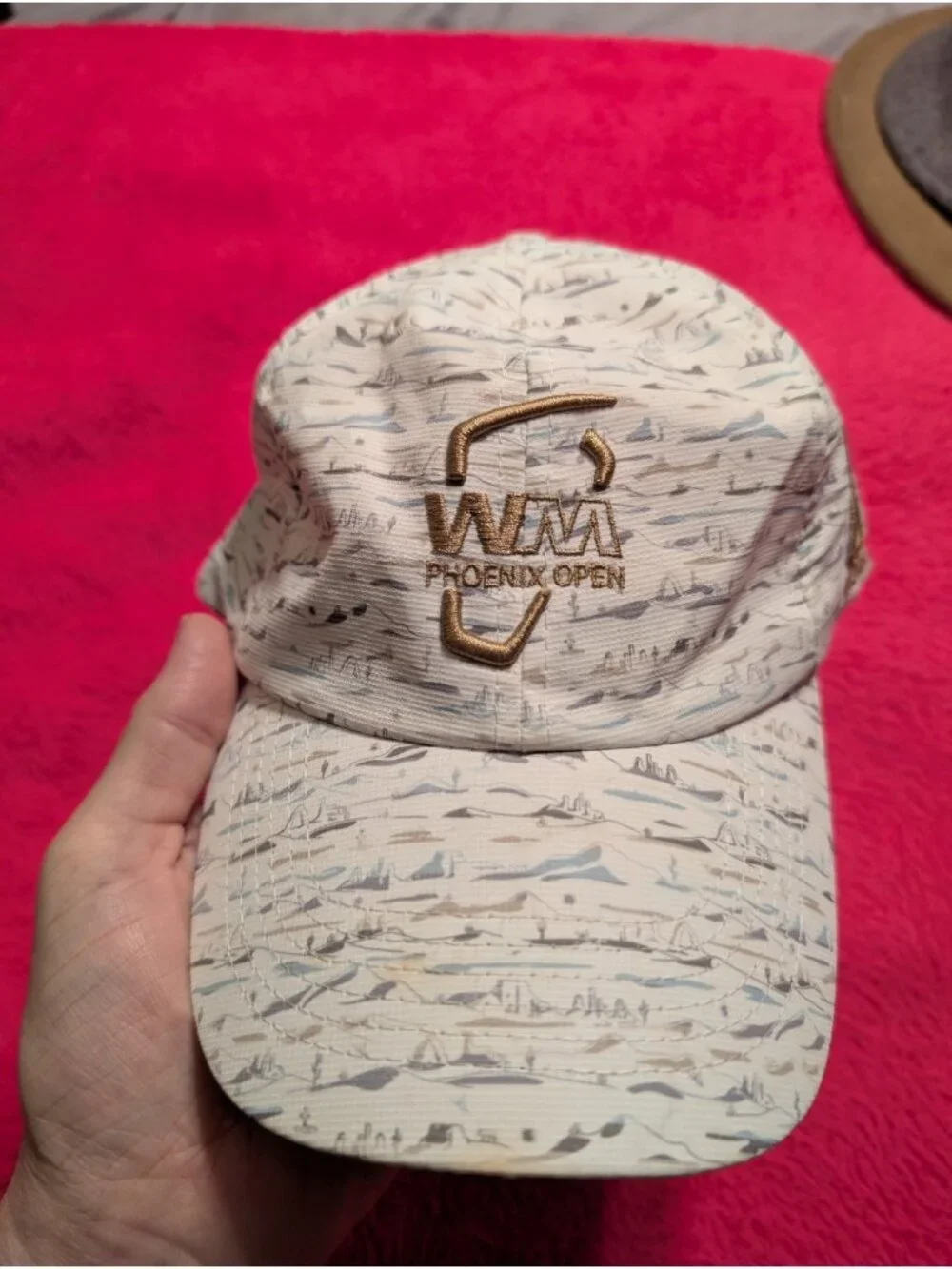 WM Phoenix Open TPC Scottsdale Golf Hat Imperial White Desert Print Performance